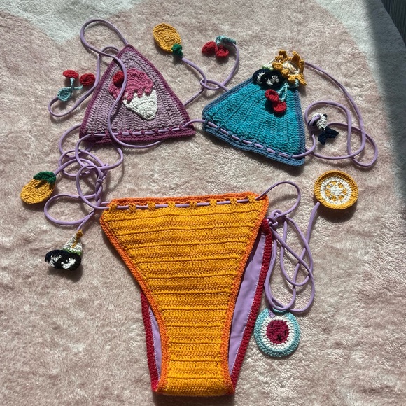 NWT Cleonie Swim Hand Crochet Kini Set Fruit - Picture 3 of 5